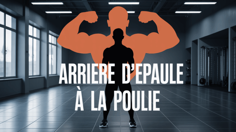 Sportif devant poulie, focus arrière épaule