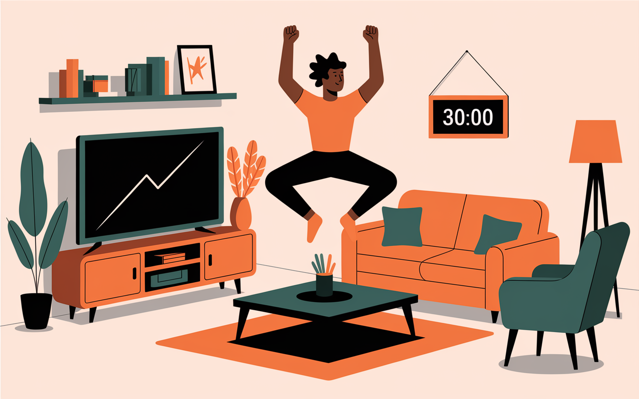 Personne fait jumping jacks cardio a la maison