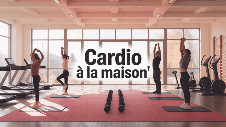 Salon moderne avec tapis fitness et exercices cardio maison
