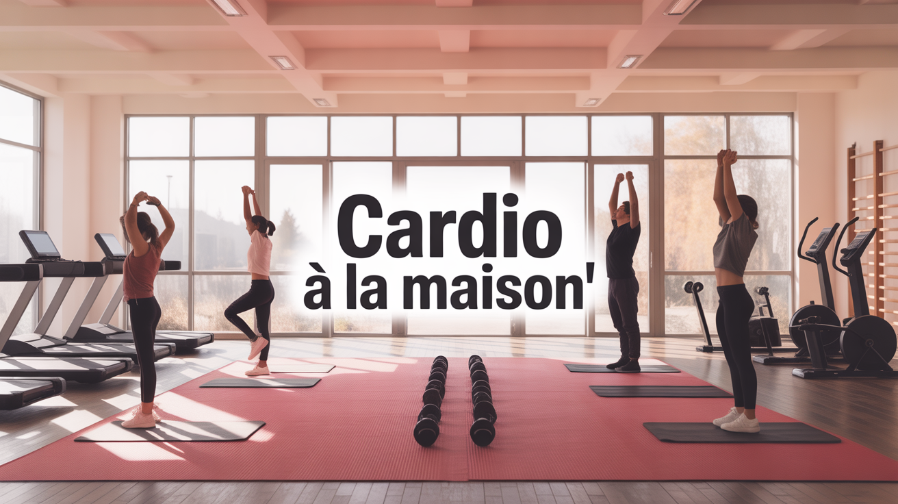 Salon moderne avec tapis fitness et exercices cardio maison