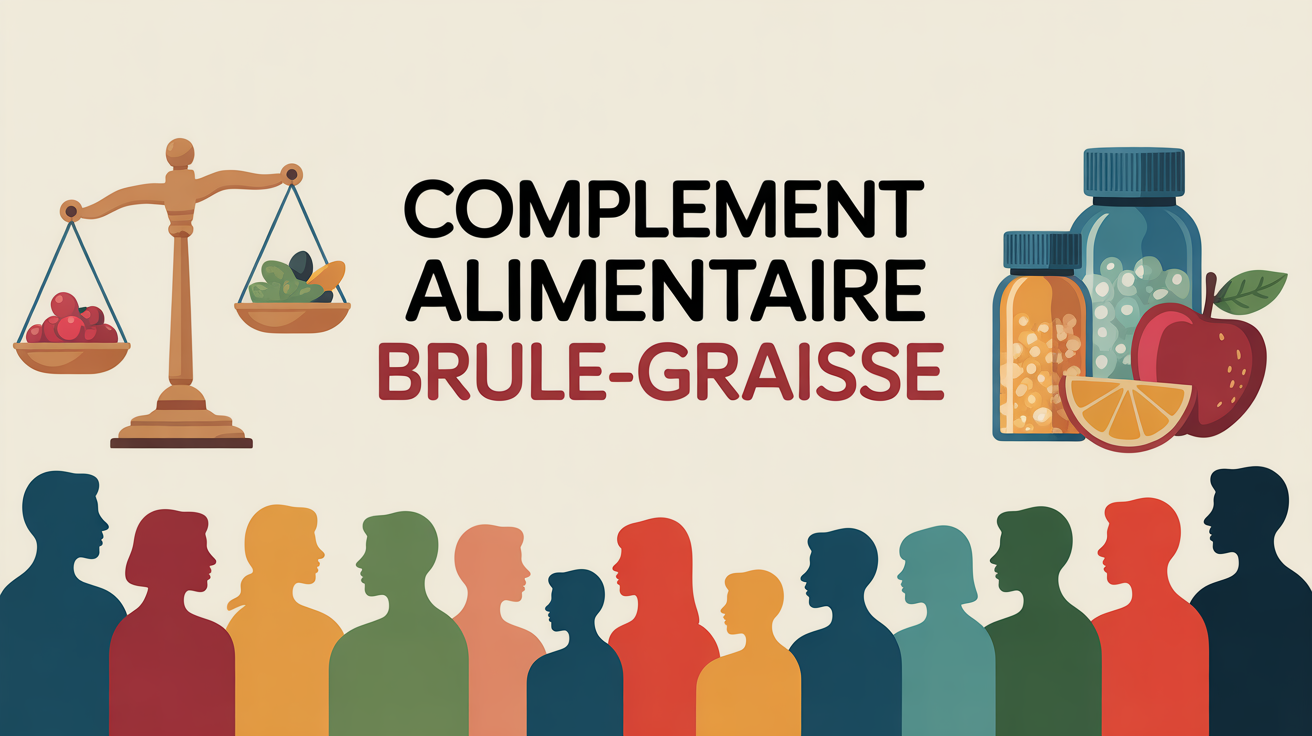 illustration personnes balance complement alimentaire brule-graisse