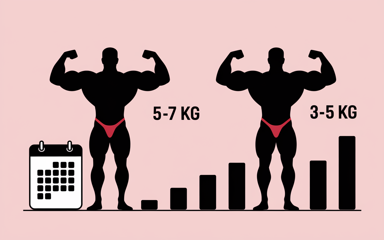 comparatif gains muscles 6 mois prise de masse