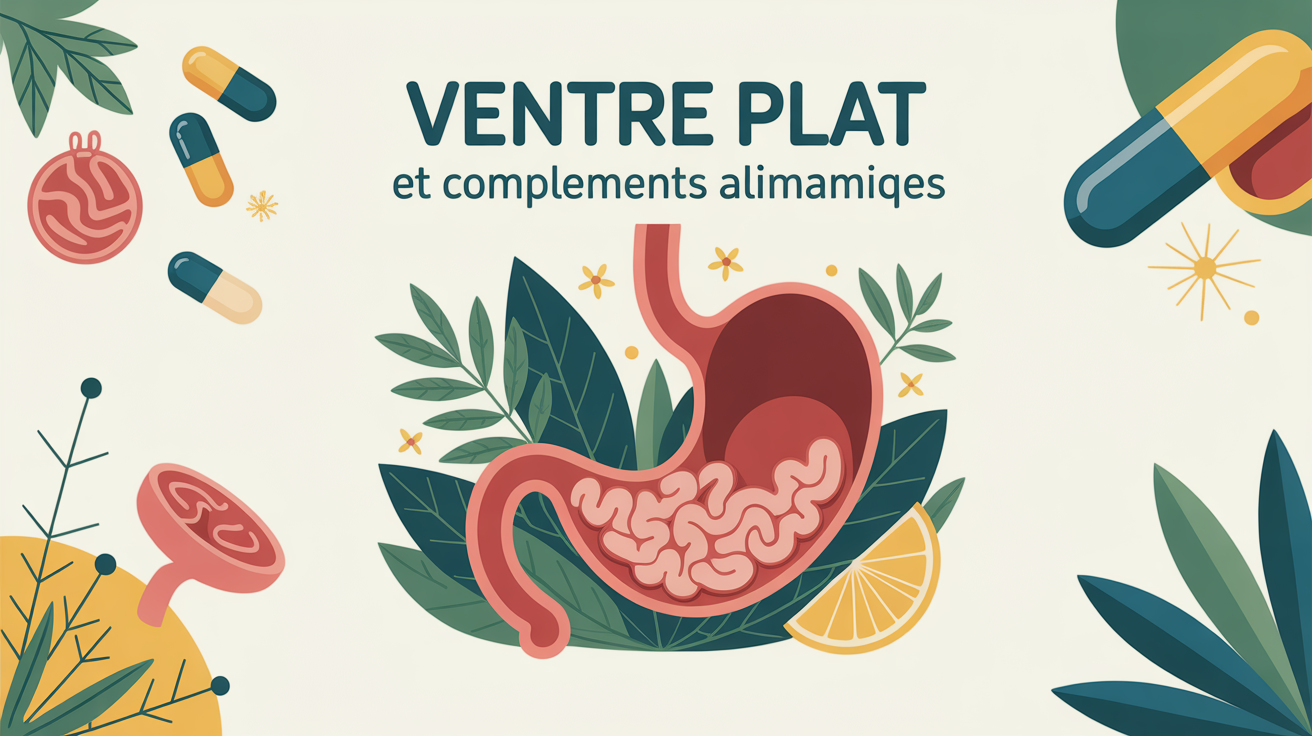 Illustration ventre plat compléments alimentaires digestion probiotiques