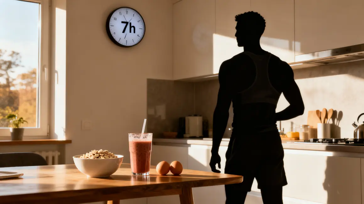 Petit déjeuner prise de masse musculation silhouette sportive bol avoine oeufs smoothie