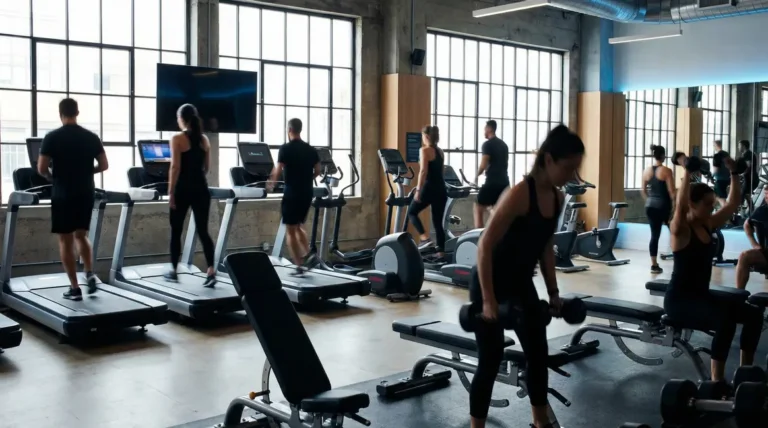 Salle de sport moderne musculation et cardio