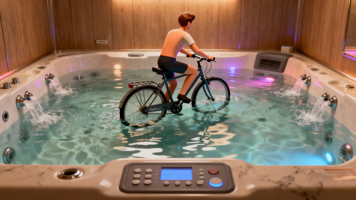 Aquabike cabine individuelle vélo immergé jets hydromassants