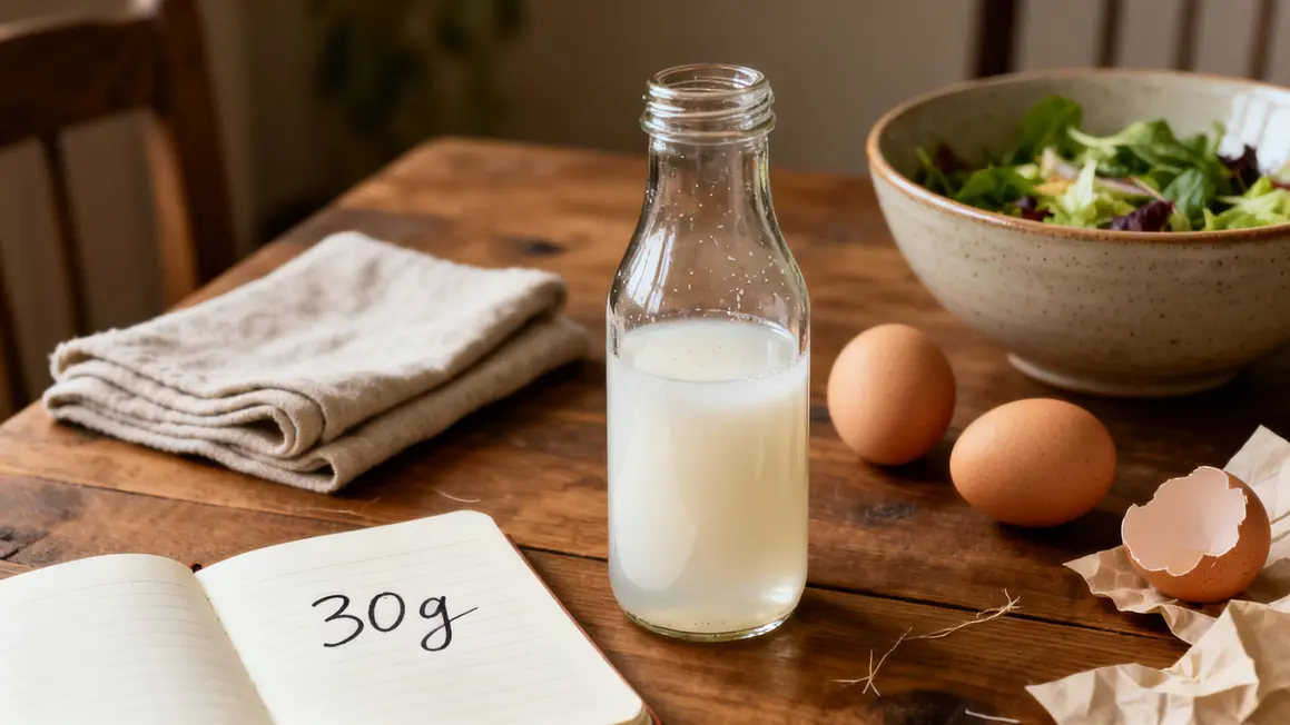 Bouteille de blanc d'œuf liquide, oeufs entiers, dosage 30g