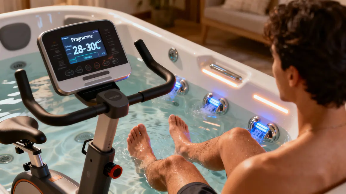 Déroulement séance aquabike cabine individuelle interface tactile réglages