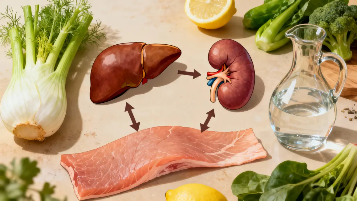 Illustration foie reins aliments detox naturels