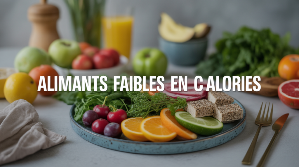 Assiette d'aliments faibles en calories sur table