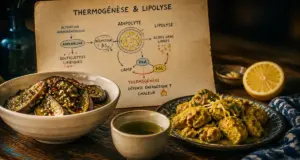 Aliments brûle graisse : salade d’aubergine vapeur et poulet au gingembre
