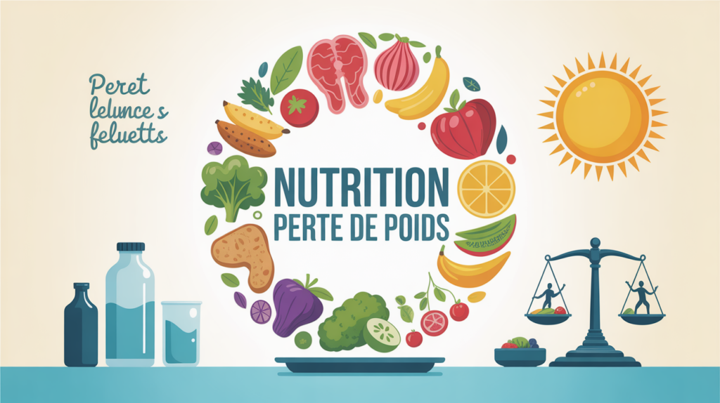 Illustration nutrition perdre du poids assiette equilibree