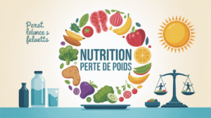 Illustration nutrition perdre du poids assiette equilibree