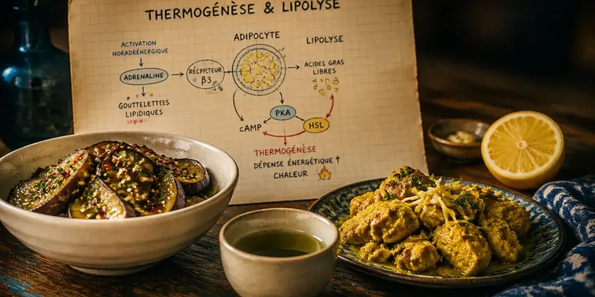 Aliments brûle graisse : salade d’aubergine vapeur et poulet au gingembre