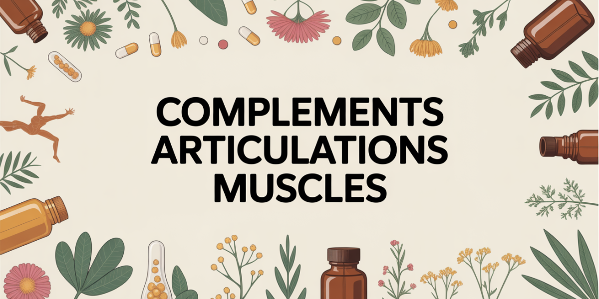 Compléments articulations muscles flacons plantes silhouettes