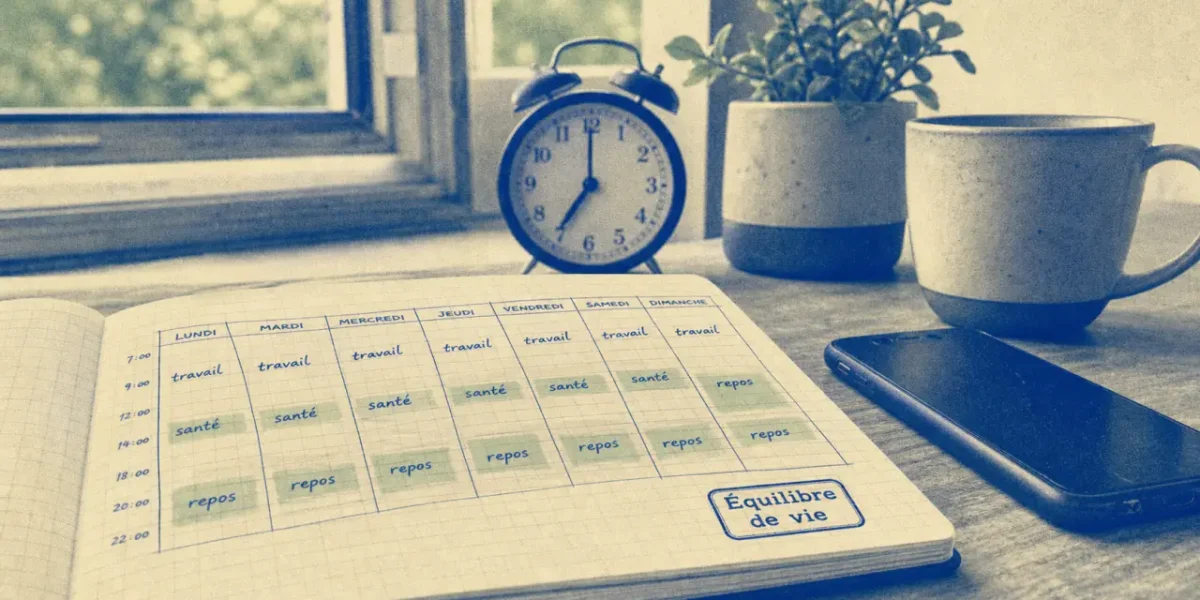 Équilibre de vie : planning travail, santé et repos sur carnet