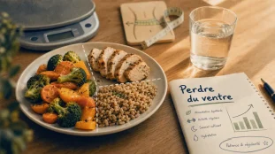 Maigrir du ventre alimentation : assiette fibres et protéines
