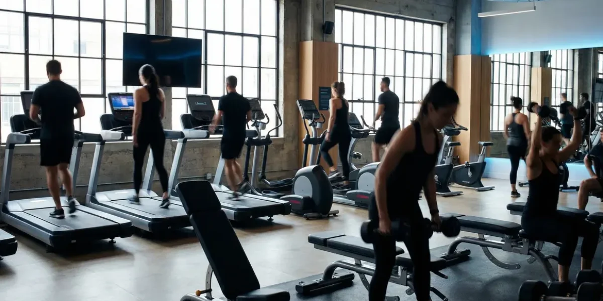 Salle de sport moderne musculation et cardio