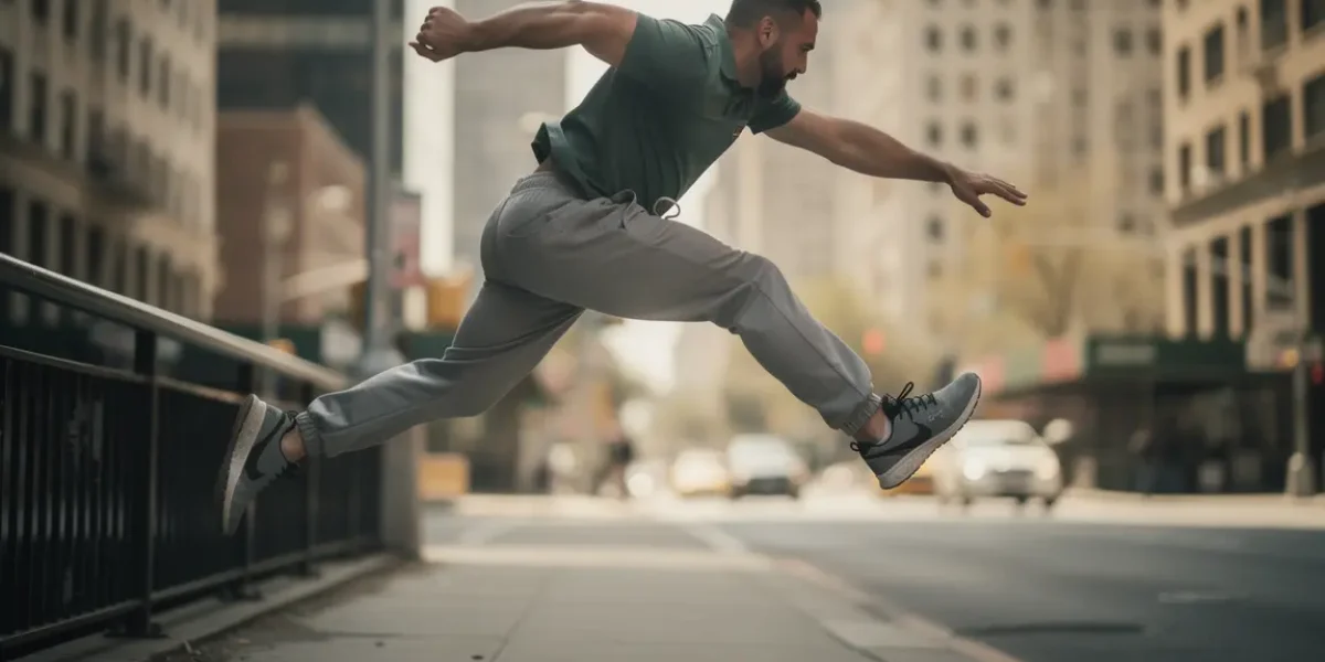 Homme saut fonctionnel style Spider-Man athlétique