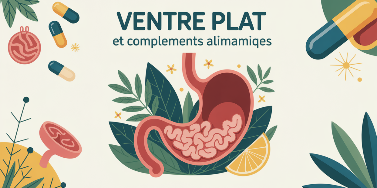 Illustration ventre plat compléments alimentaires digestion probiotiques